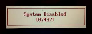 Система недоступна. BIOS заблокирован после неудачного ввода пароля.